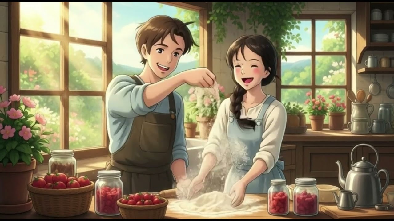 Cozy Strawberry Harvest & Baking Moments | Ghibli-Style Village Life