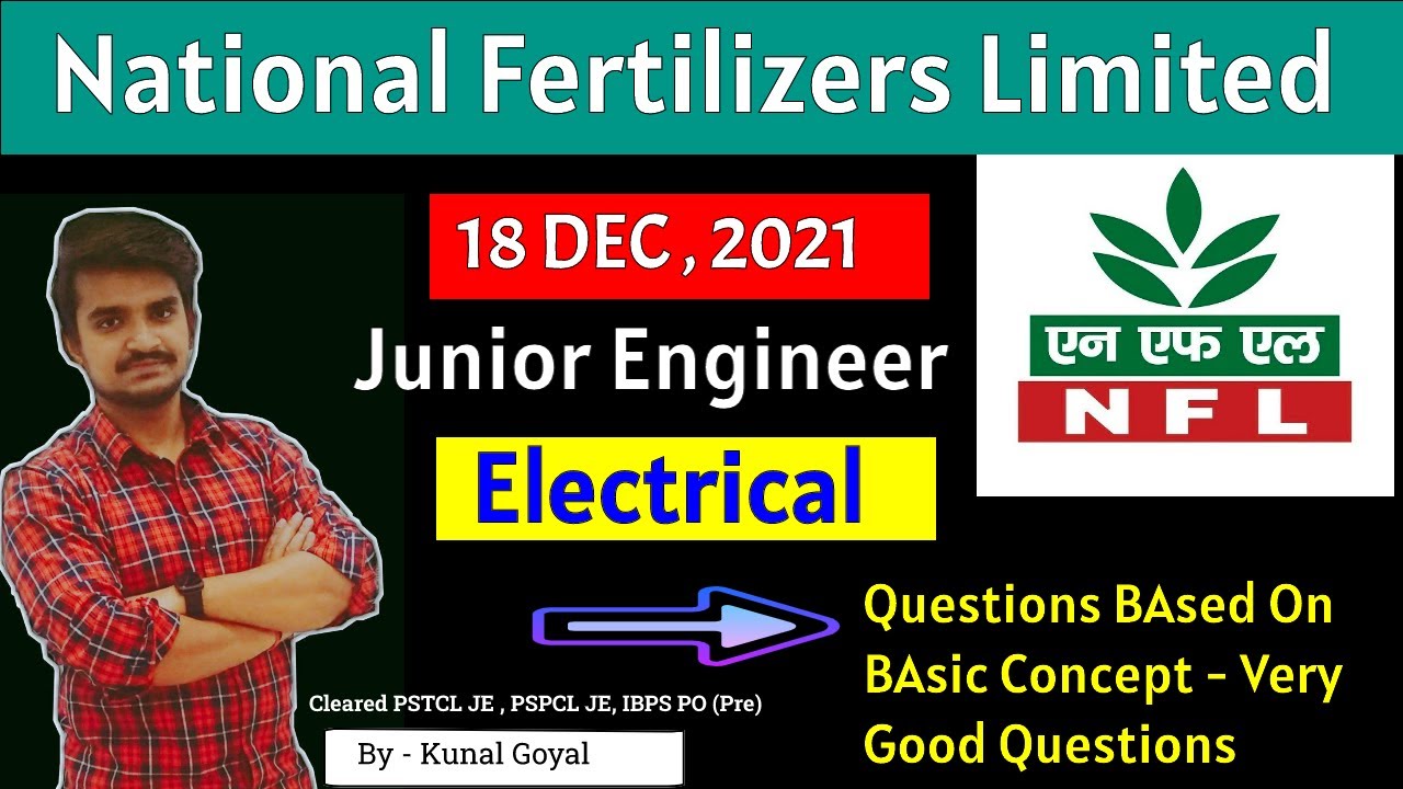 NFL JE Electrical 2021 Paper Solution in detail, Non-Executive Examination, National Fertilizers Ltd