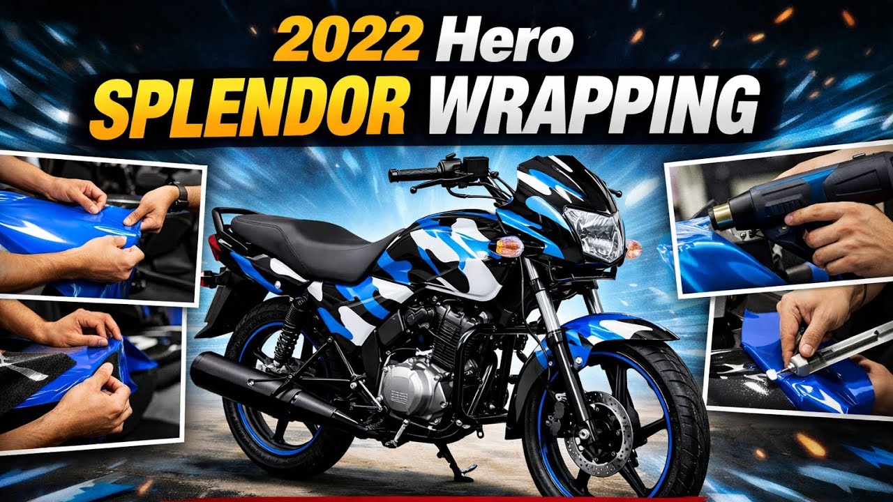 🔥2022 Hero Splendor Full Wrapping & Modification | Step by Step Wrapping Teach 💫⭐