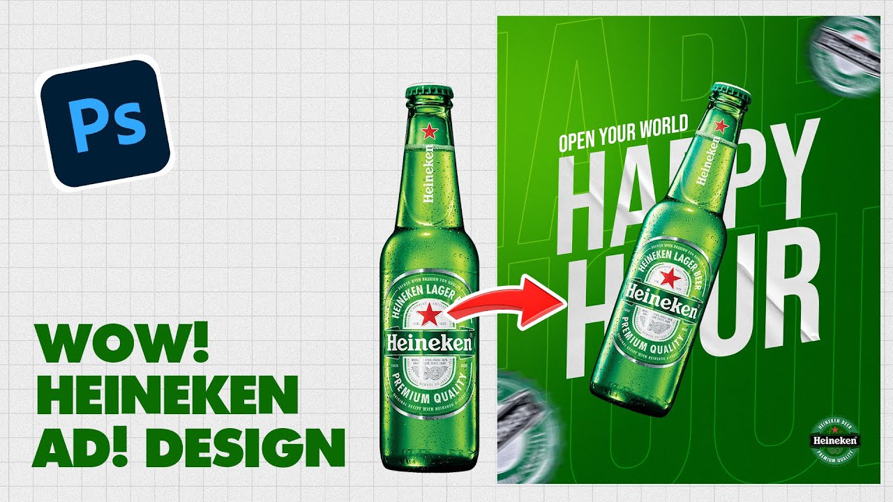 Watch Me Turn a Simple Bottle Into a PRO Heineken Ad in Photoshop!