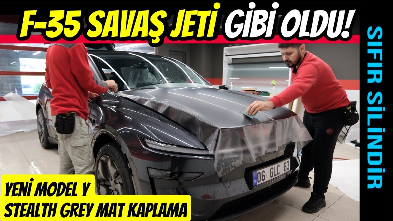 Yeni Tesla Model Y Stealth Griyi Mat Şeffaf Kaplattık! | 5. Nesil Savaş Uçağı Gibi Oldu