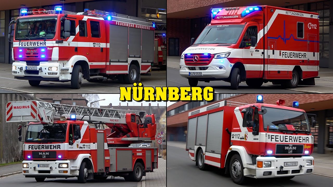 [FEUERWEHR NÜRNBERG] - LÖSCHZUG mit SLF & GW-A/W + NEUER Rettungswagen der BF rücken aus