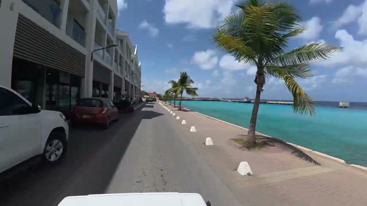 Drive along water in downtown Kralendijk, Bonaire