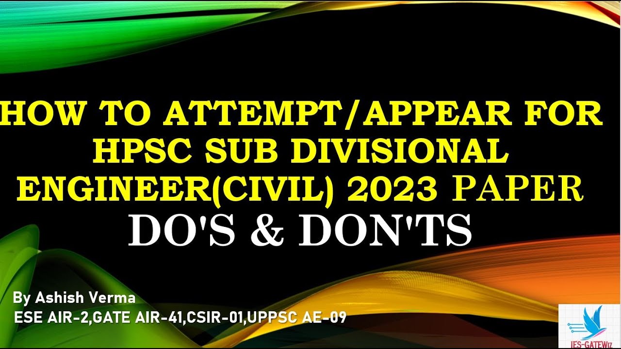 How to Attempt/Appear for HPSC Sub Divisional Engineer(Civil) 2023 Paper|Do's & Don'ts