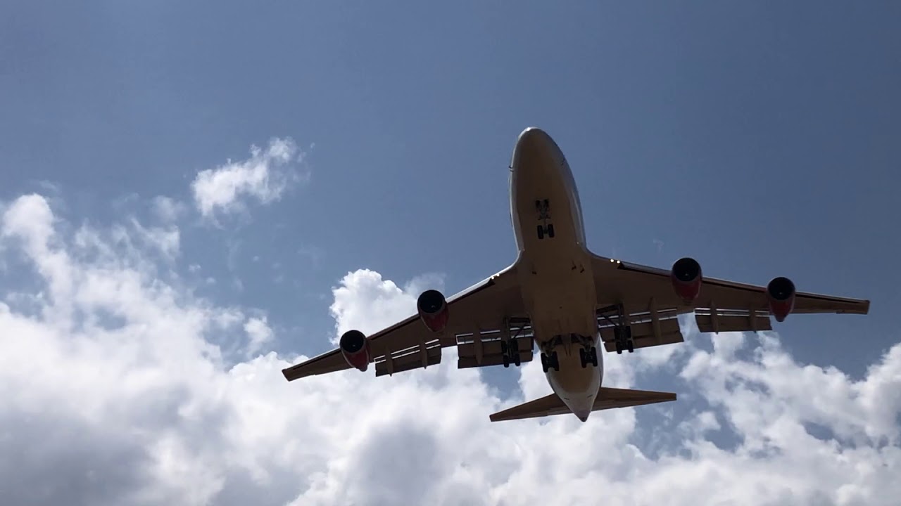 Virgin Atlantic's Boeing 747 jumbo landing at Ciudad Real airport (Spain). June-2020 (another view)