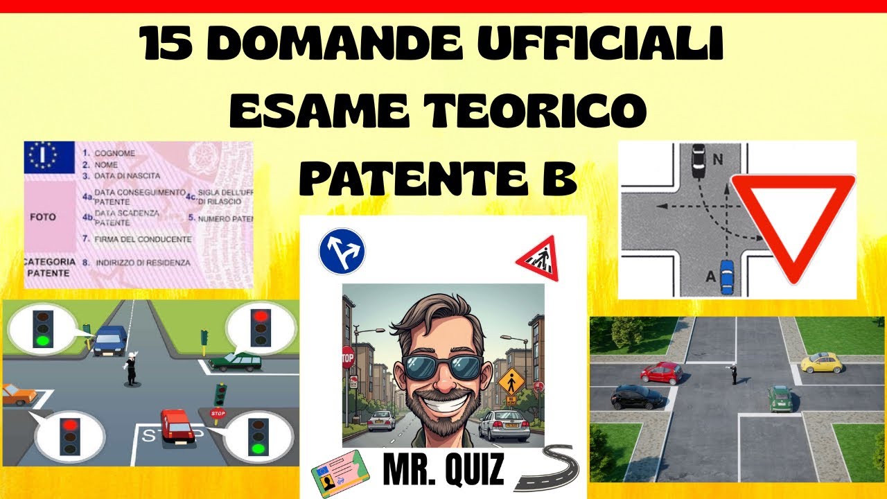 QUIZ ESAME TEORICO PATENTE B ( 15 DOMANDE UFFICIALI) 🚘