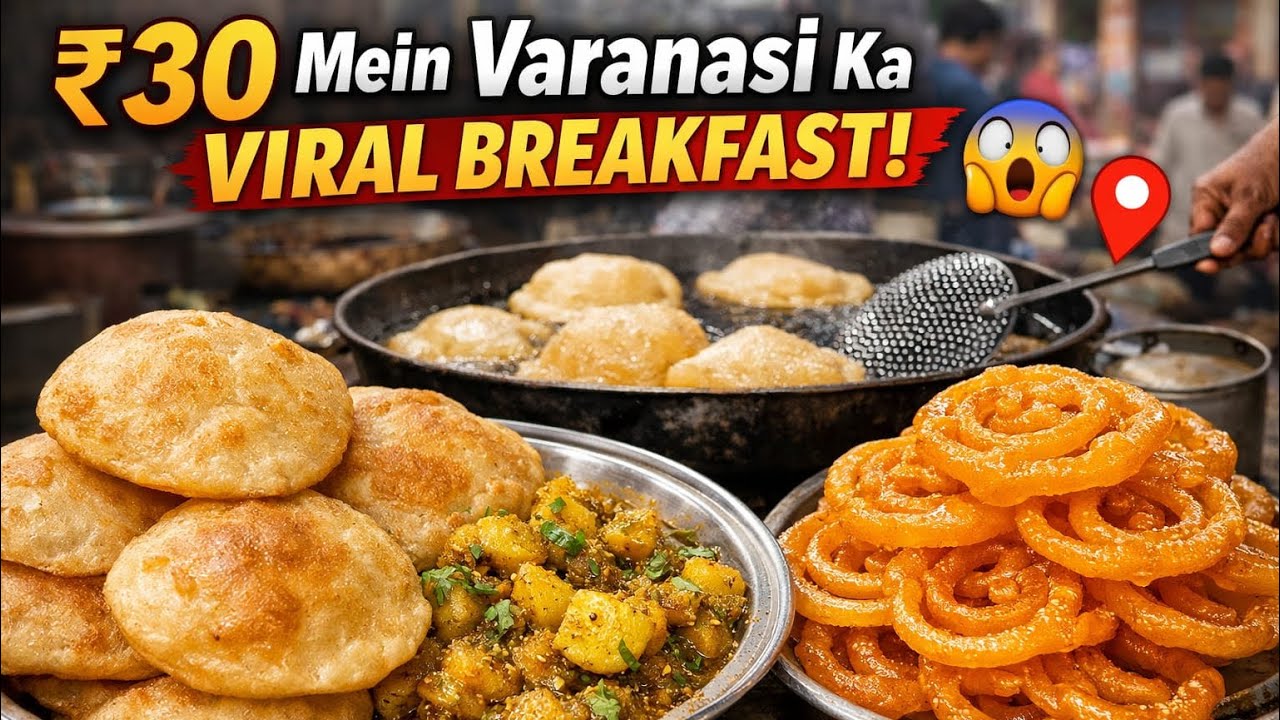 ₹30 Mein Varanasi Ka Viral Breakfast 😱 | Garma Garam Puri Sabzi + Desi Jalebi | Banaras Street Food