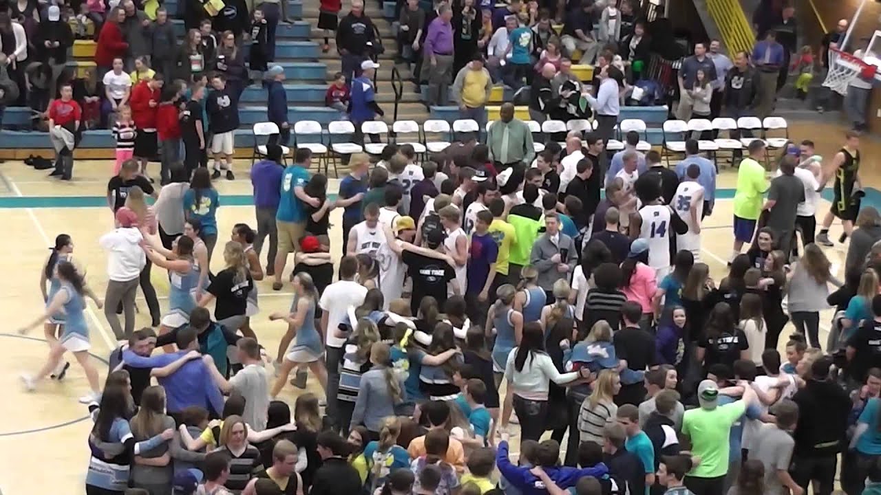 Sky View fight song & school song after a big basketball victory!