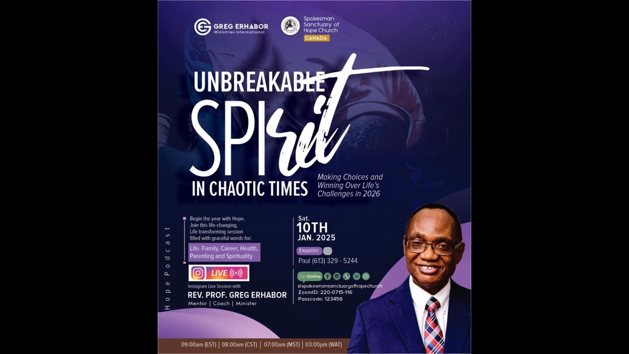HAVING AN UNBREAKABLE SPIRIT IN TOUGH TIMES || INSTAGRAM LIVE WITH REV. PROF. G. E. ERHABOR || 10-01