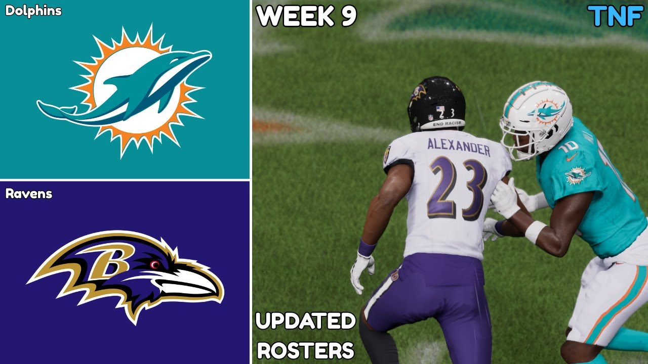 Dolphins vs. Ravens | 2025 Week 9 Simulation | Updated Rosters