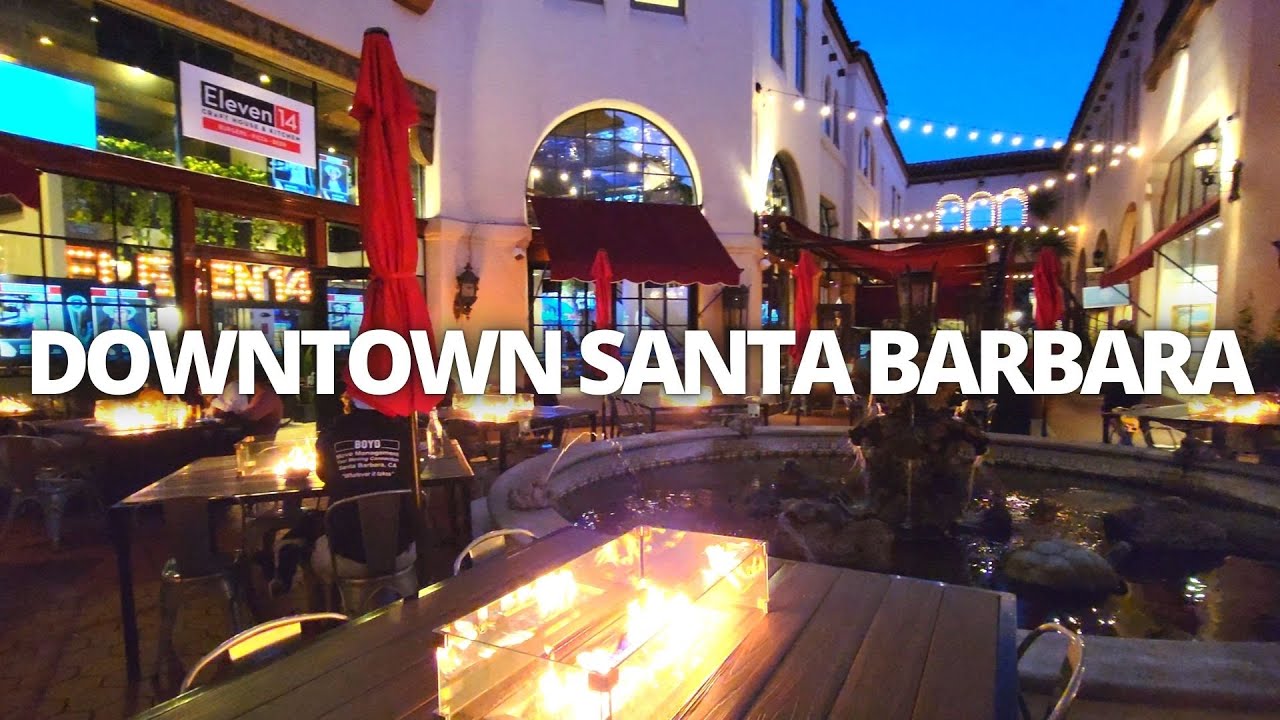 Exploring Downtown Santa Barbara, California USA Evening Walking Tour #santabarbara