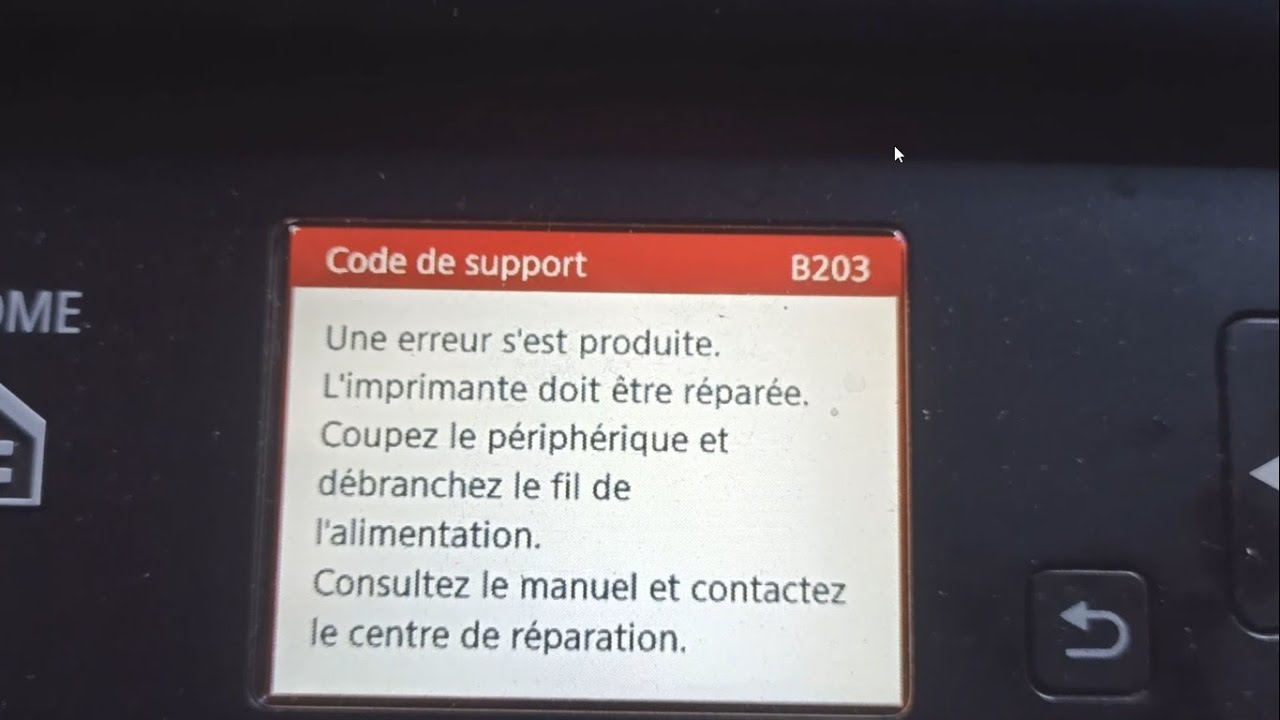 code desupport b203 canon pixma ts 5050