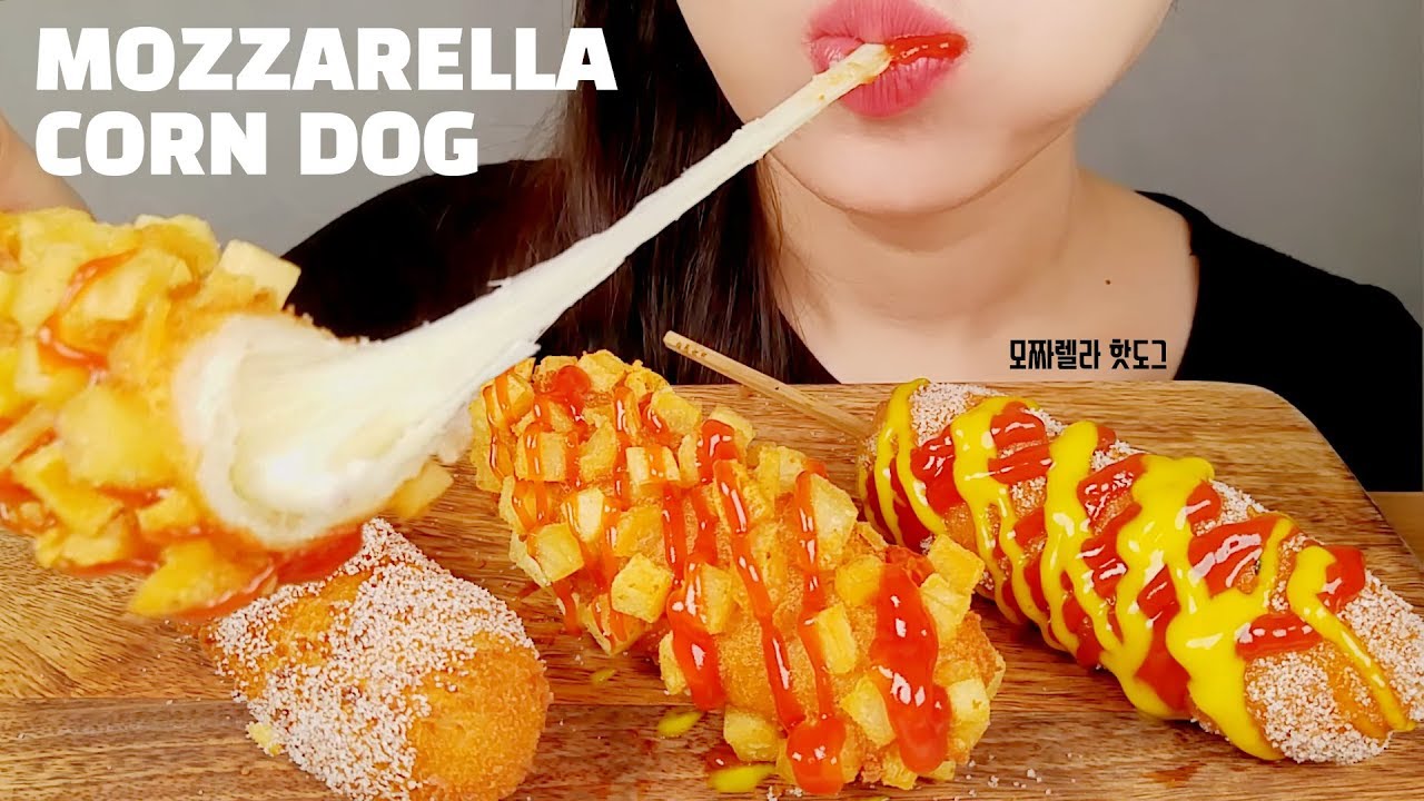 Mozzarella Corn Dog ASMR MUKBANG NO TALKING (Eating Sounds) KOREAN l 모짜렐라 핫도그 먹방 이팅사운드