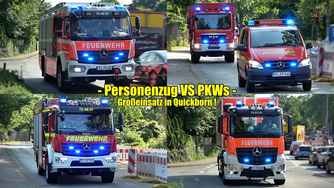 [SCHWERES ZUGUNGLÜCK || ZUG VS. PKWs!] - Einsatzfahrten zum Großeinsatz in Quickborn