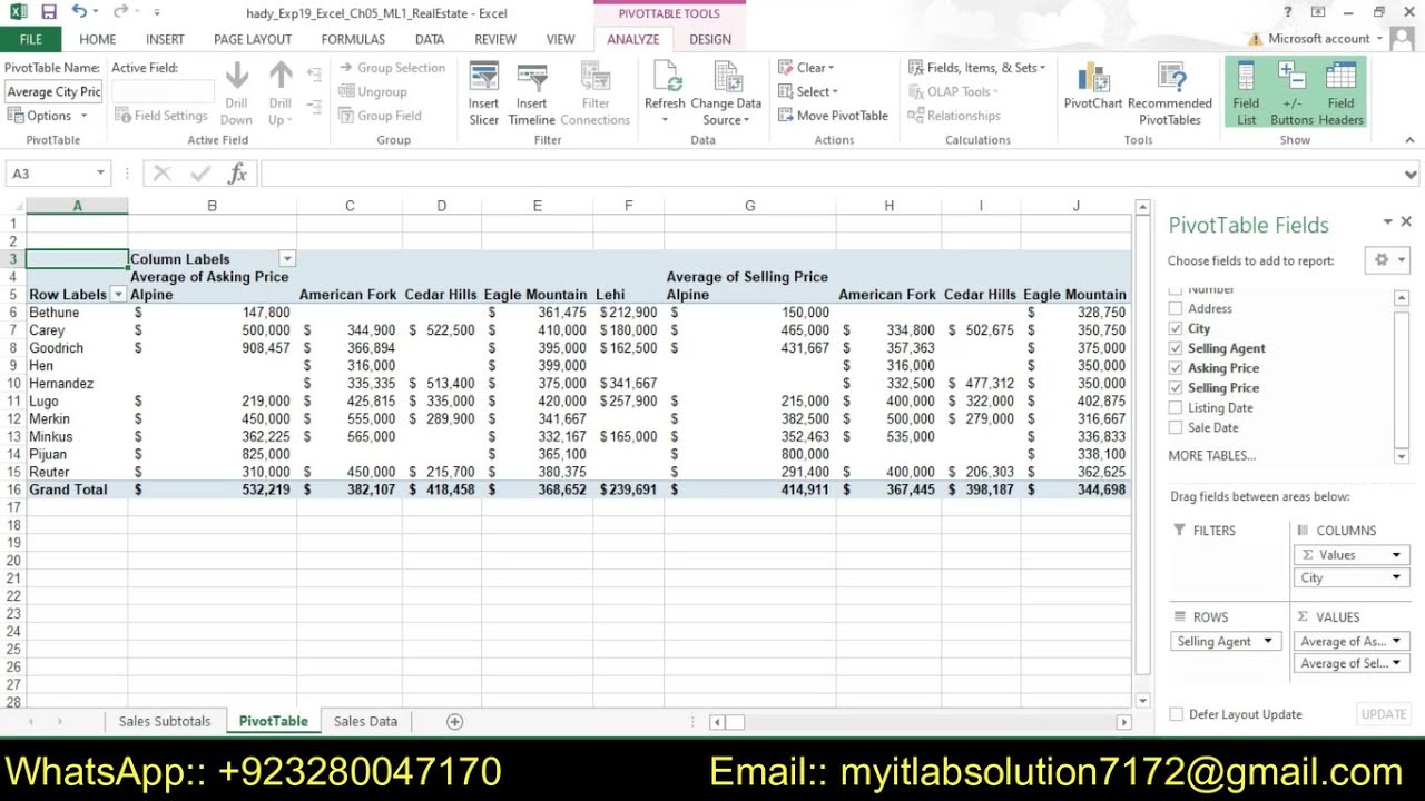 Exp19_Excel_Ch05_ML1_RealEstate | Excel Chapter 05 Real Estate