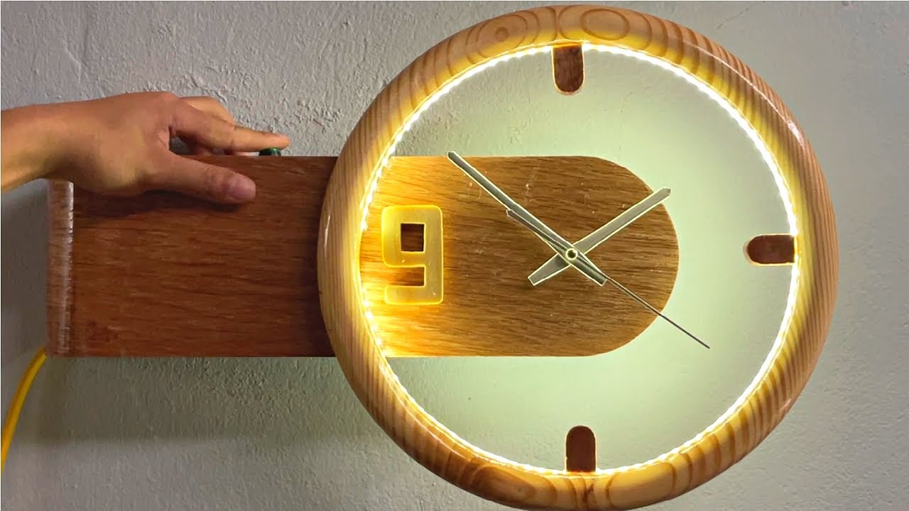 The Most Beautiful Wooden Clock Ideas //// Make  Art Lamp Clock For Bedroom //// DIY At Home.