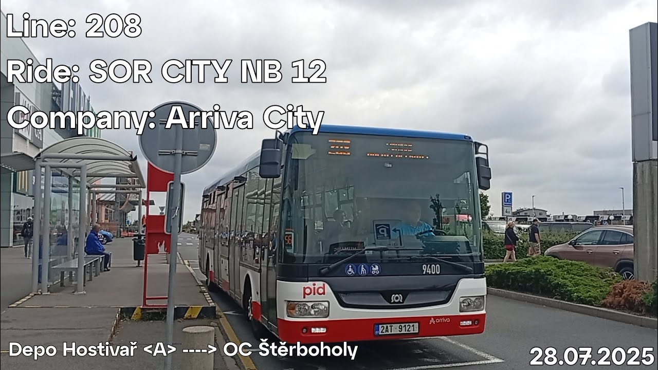 Line: 208 Ride: SOR CITY NB 12 Company: Arriva City to Obchodní Centrům Štěrboholy