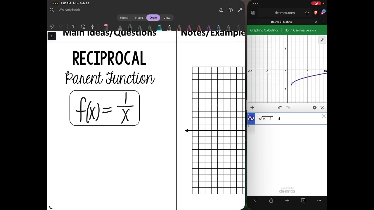 Math 2 Unit 3 Lesson 8: Graphing Radical and Reciprocal Functions 