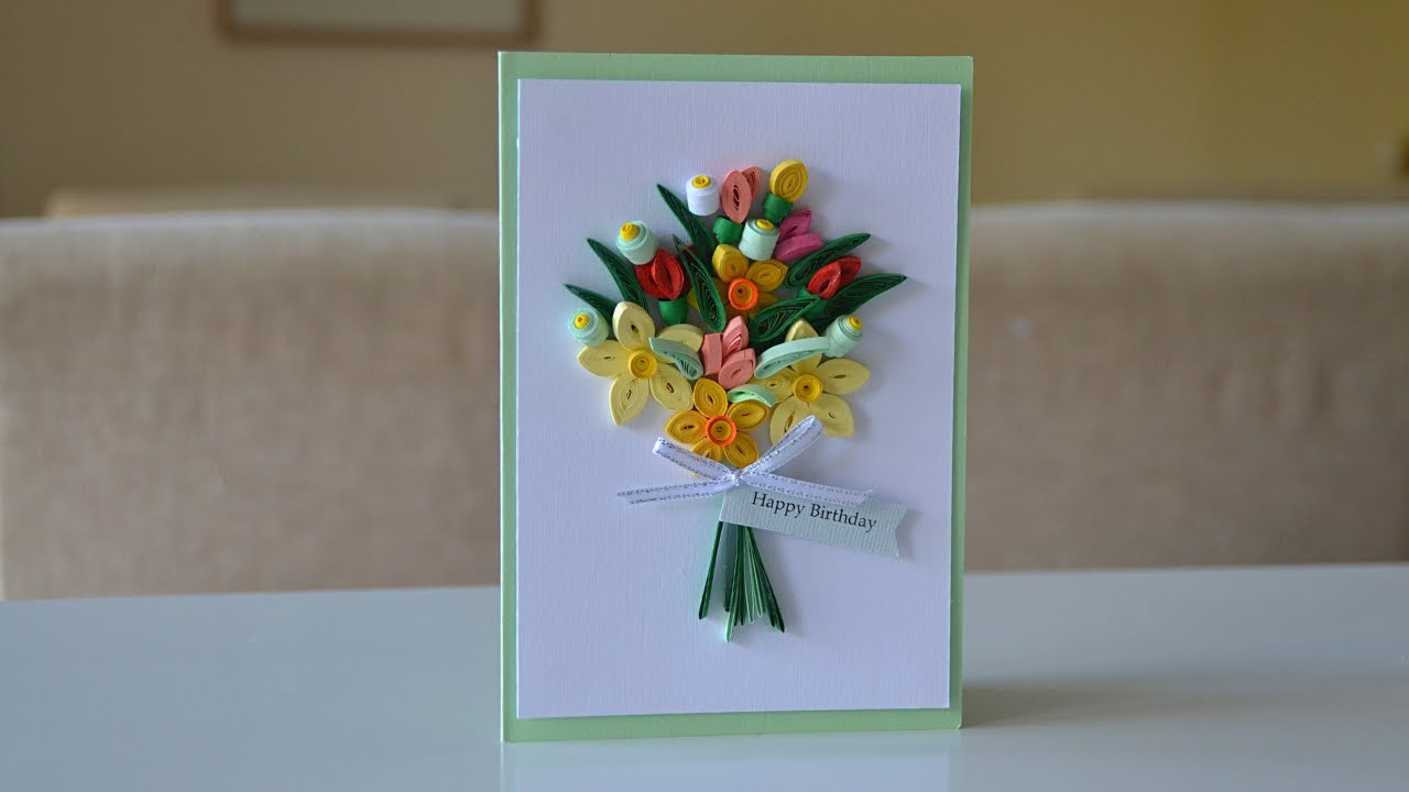 Beautiful DIY Birthday Card | 3D Quilling Flowers | Step by Step Tutorial 2
