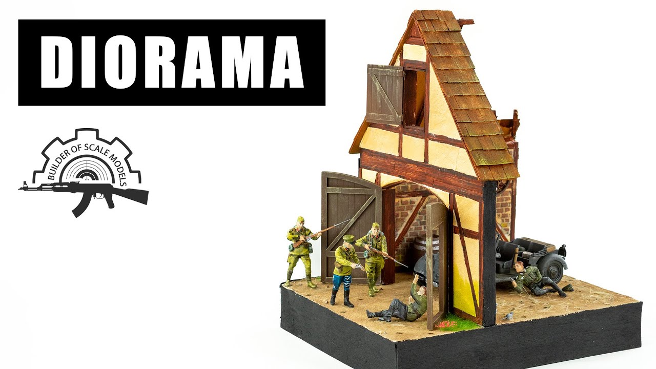 WWII DIORAMA - Surprised in the barn - 1/35