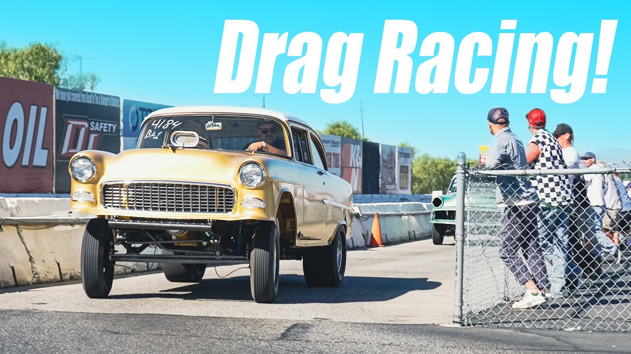 Old School Hot Rods Hit Irwindale Drag Strip!