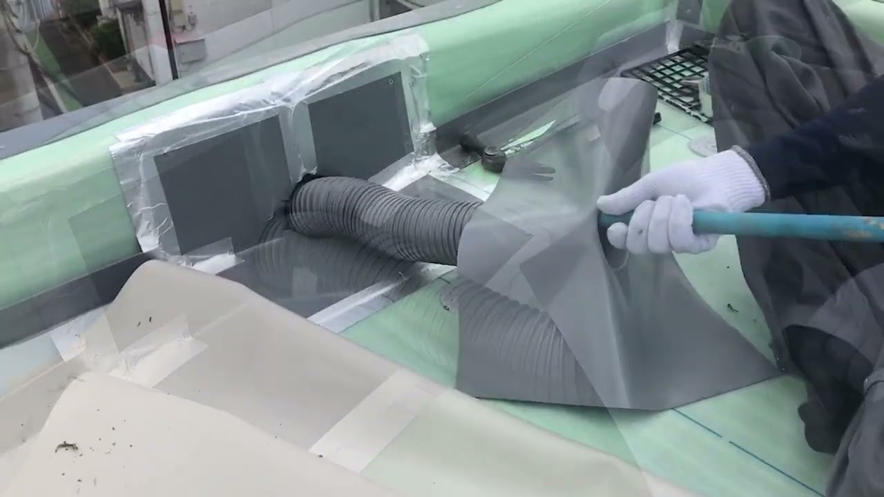 塩ビシートのドレン設置工程