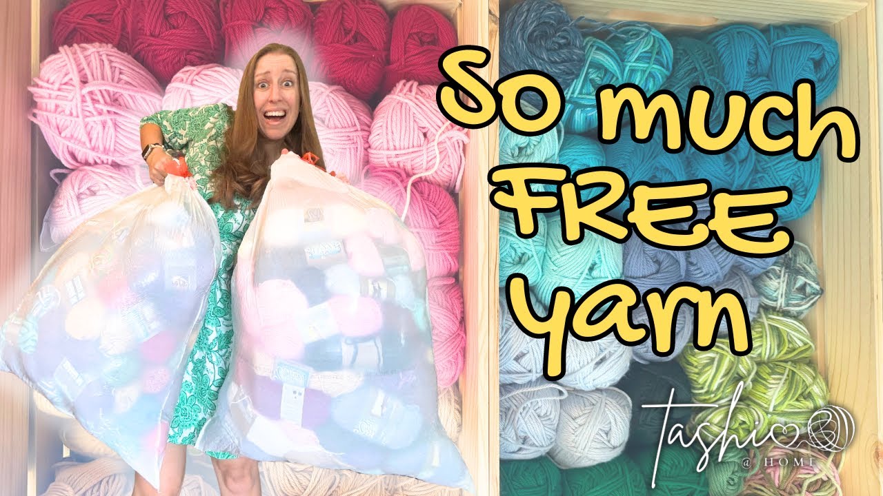 🧶 I got 120+ skeins of yarn FOR FREE!! 😱 🧶 // yarn haul unboxing // Tashi at Home Vlog