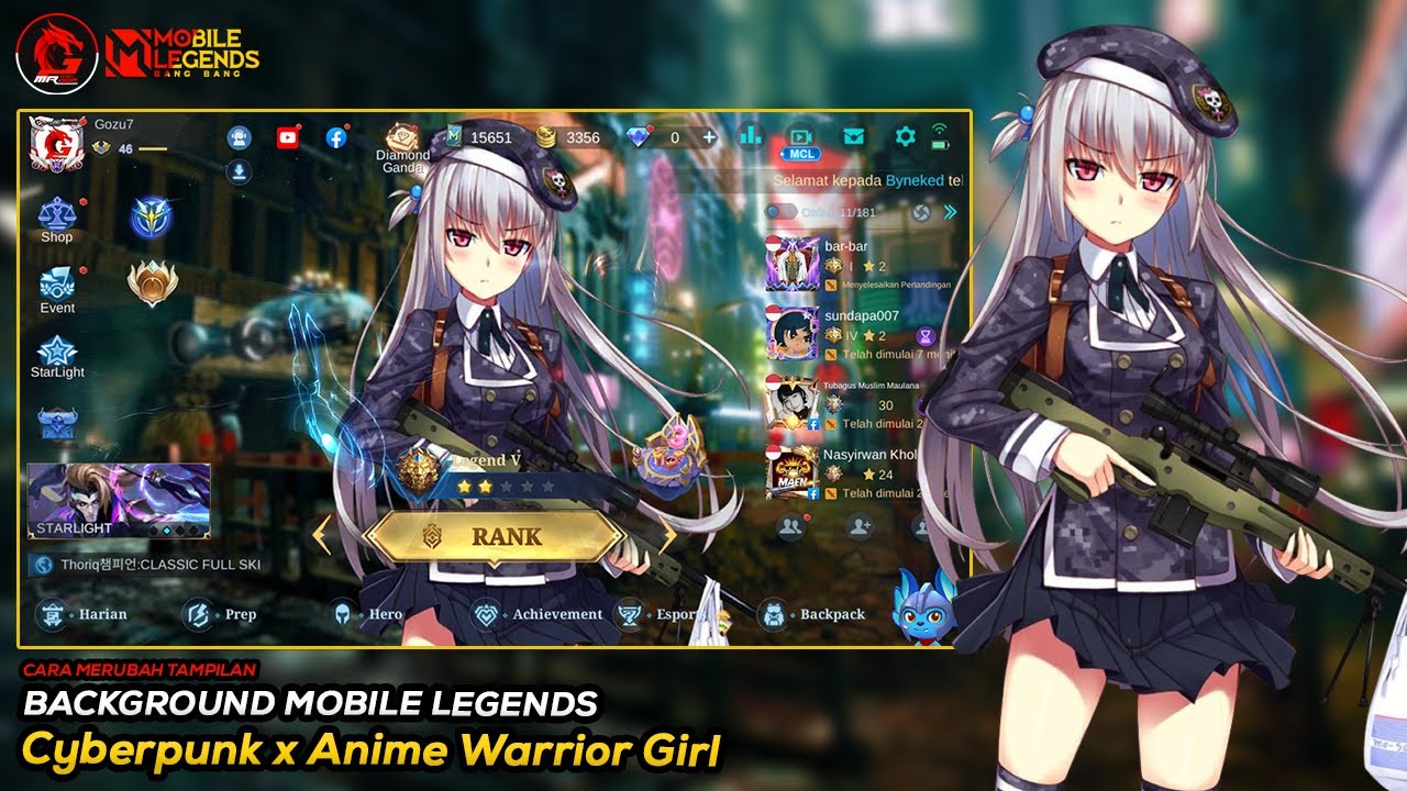 Background ML Terbaru Cyberpunk X Anime Warrior Girl
