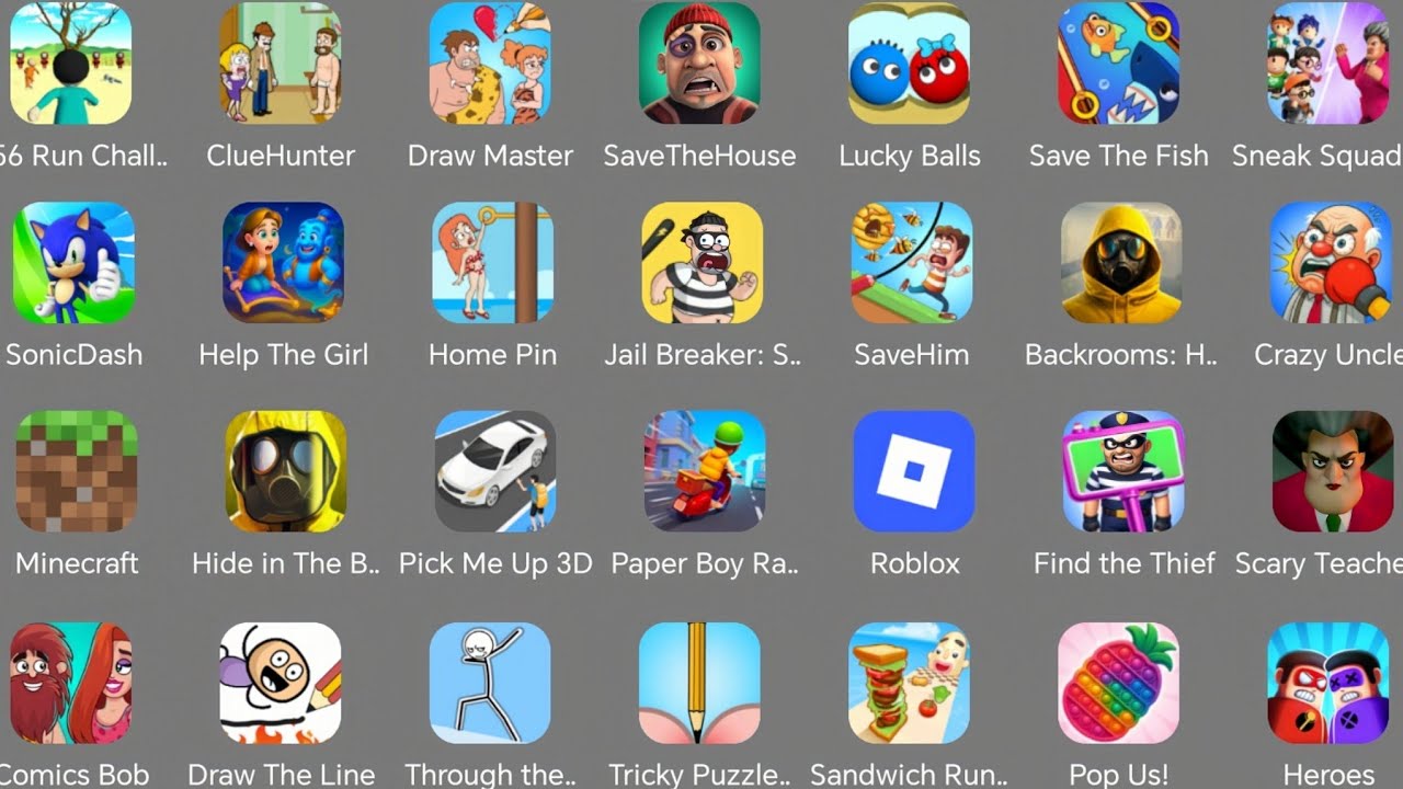 Roblox, Sprunki survival,Zombies Tsunami,Hcr 2,Subway Surf,Death Puzzle,Save The House,Free Fire 