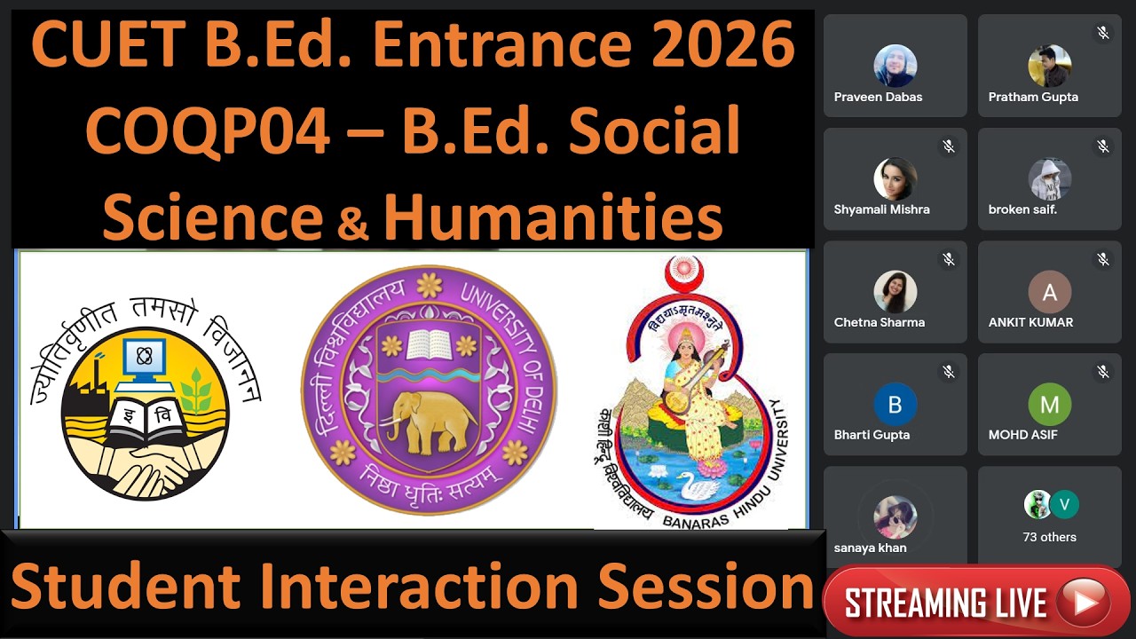 COQP04 B.Ed. Social Science & Humanities || BED CUET Delhi University || DU BEd || BHU BEd