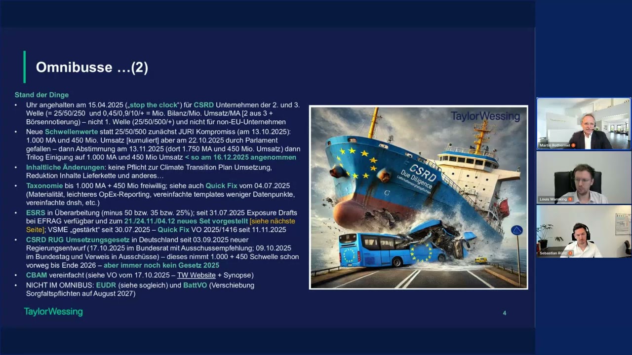 Winter-Update: Wie ist der Stand bei LkSG, CSRD, CSDDD, EUDR & Co?