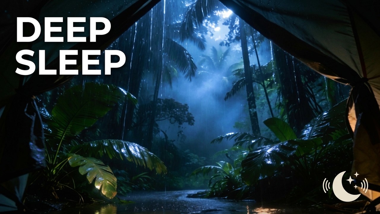 Camping in the Jungle While Heavy Rain Falls Outside