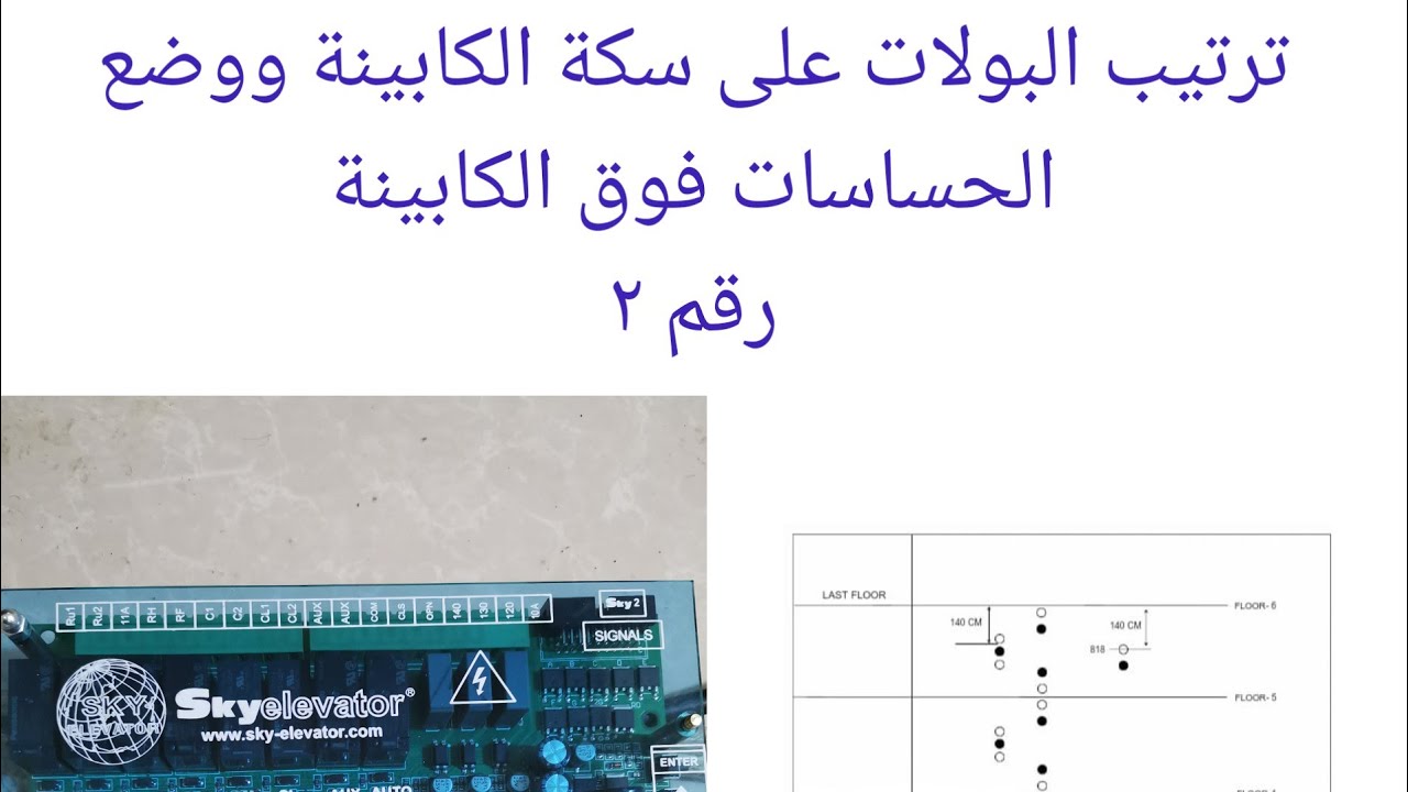 ٢-   ترتيب البولات على سكة الكابينة ووضع الحساسات فوق الكابينة 👁️👁️