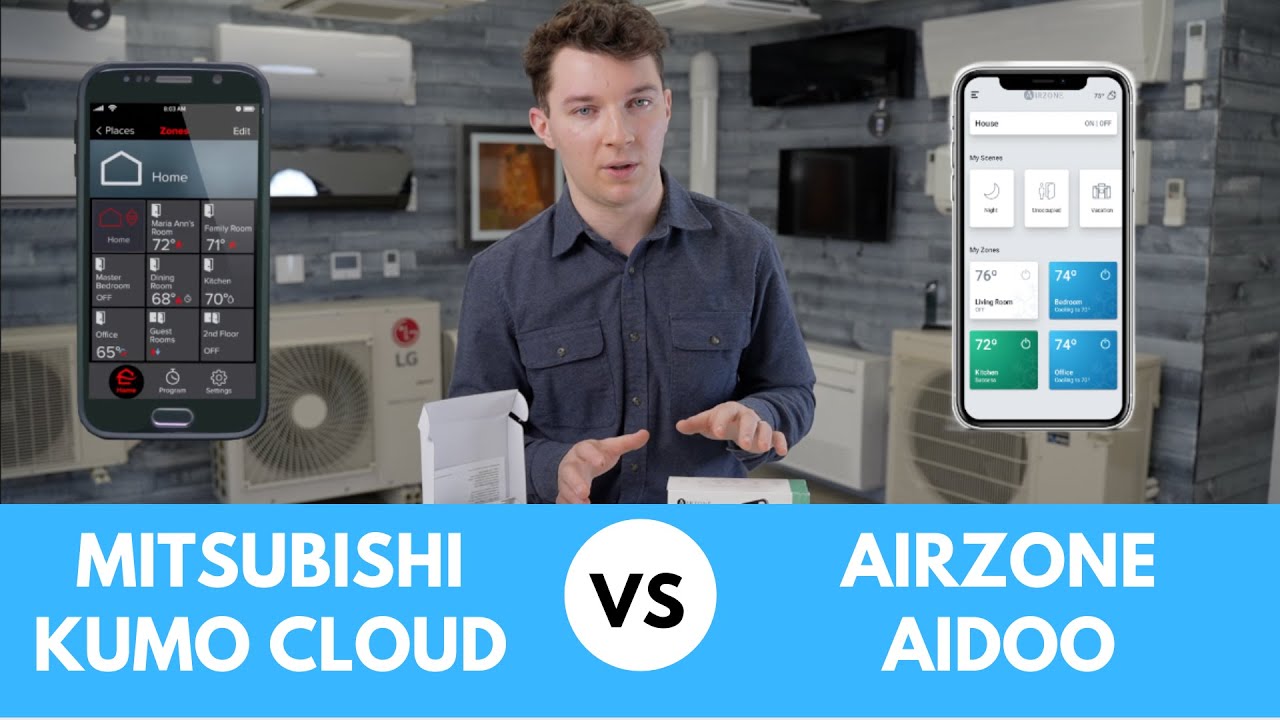Mitsubishi Kumo Cloud WiFi Controller vs. Airzone Aidoo ductless mini-split WiFi Controller