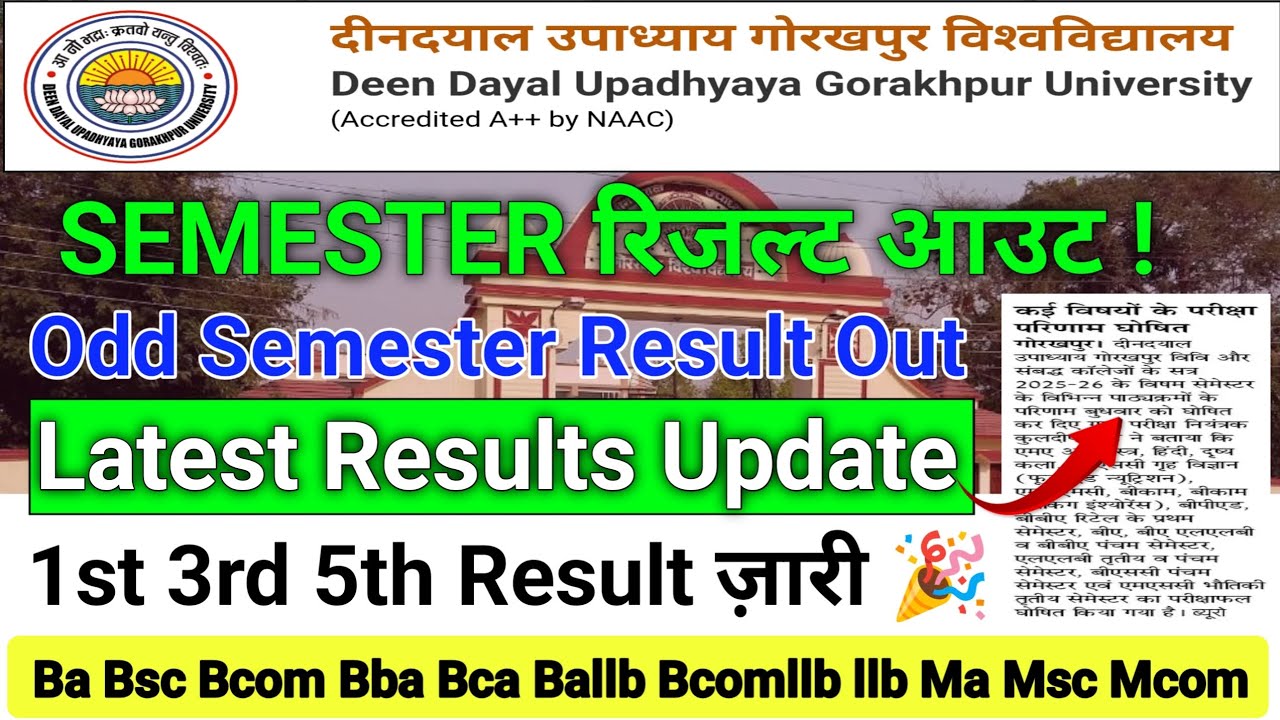 DDU GKP Result 2026: आ गया बड़ा Update! Odd Semester Result 