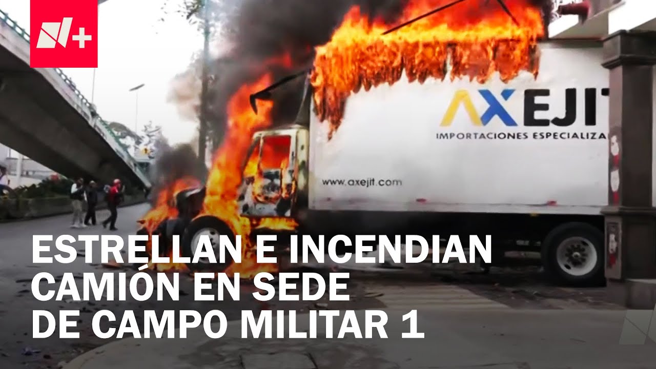 Caso Ayotzinapa: Encapuchados causas destrozos en Campo Militar 1 de la CDMX - En Punto