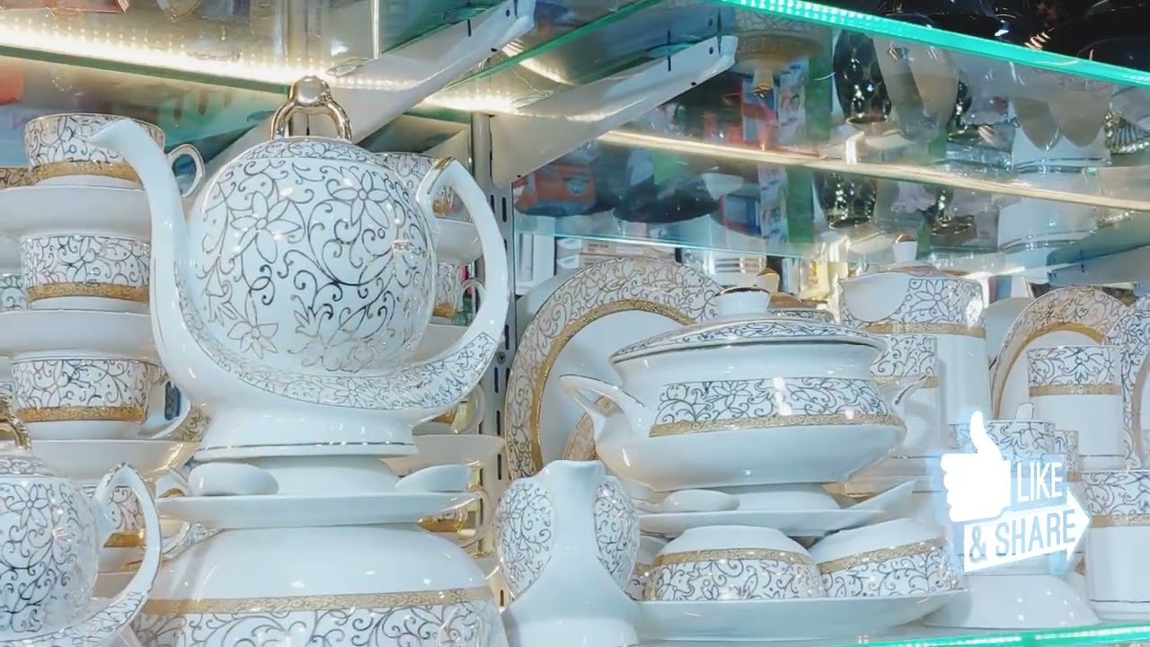 😍😍 24k Gold Dinner Set Bone China Set And Glassware Set Also Available 👍 Share Subscribe