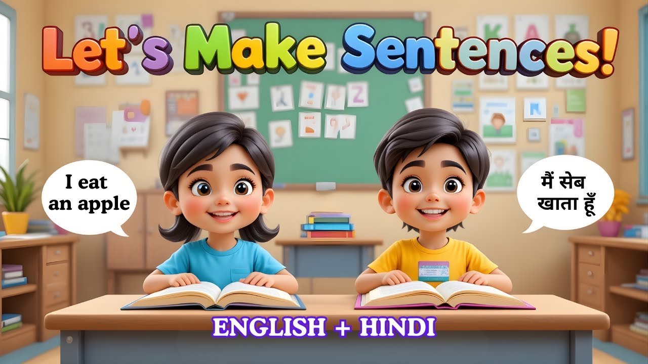 Let's Make Sentences! | English + Hindi Sentence Making for Kids | Learn to Speak in Full Sentences