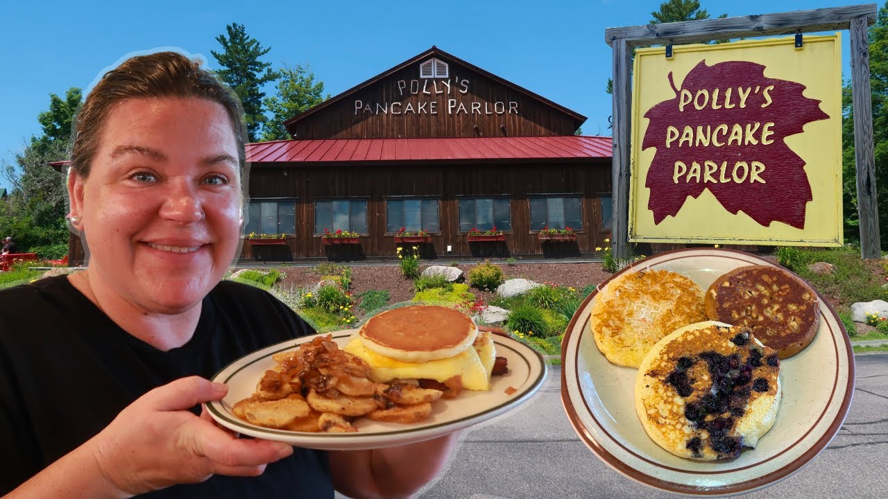 SHOULD YOU GO? POLLY'S PANCAKE PARLOR FOOD REVIEW | SUGAR HILL, NH | PANCAKE SAMPLER & MOUNTAIN VIEW