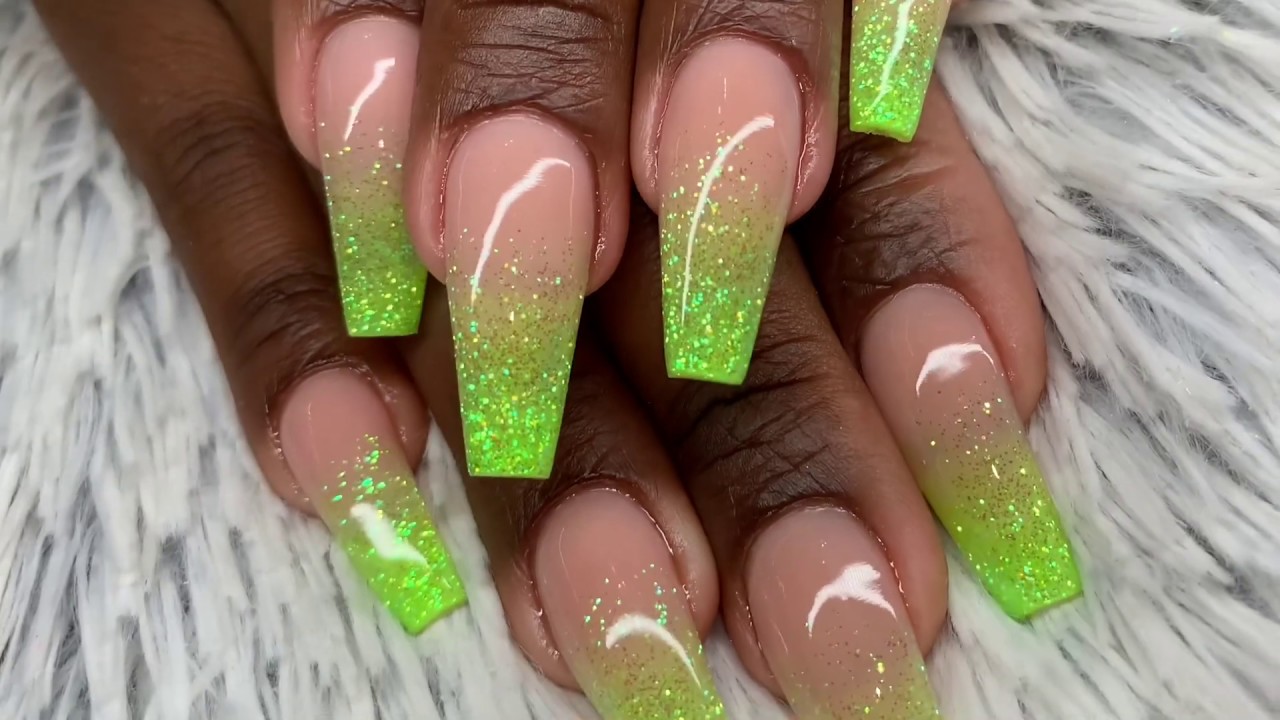Neon Glitter Ombré | Acrylic + Builder Gel “Hybrid” Nails (NOT Polygel)