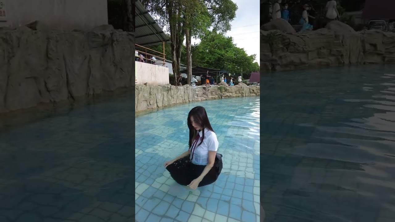 學生制服挑戰泳池裡的水花四溅 |小妤 #jk  #制服 #学生服 #학생복