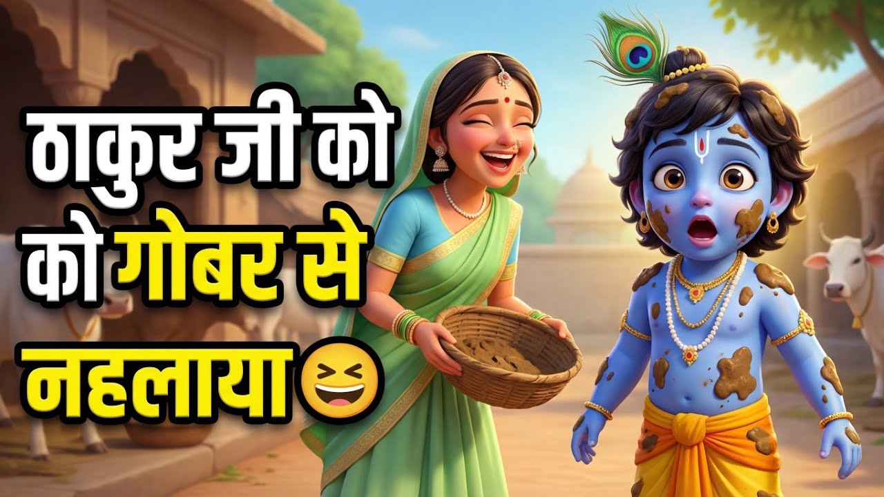Thakurji ko Gobarse nehla diya - Bhakt Prasang  - Krishna Leela - Indresh Ji Maharaj #krishnaleela