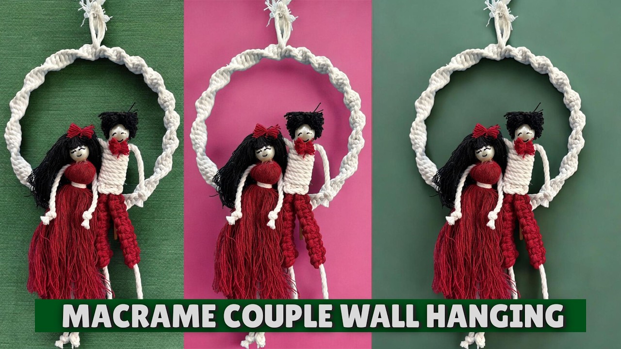 Macrame Couples wall hanging with round shape ring | Macrame couple wall hanging