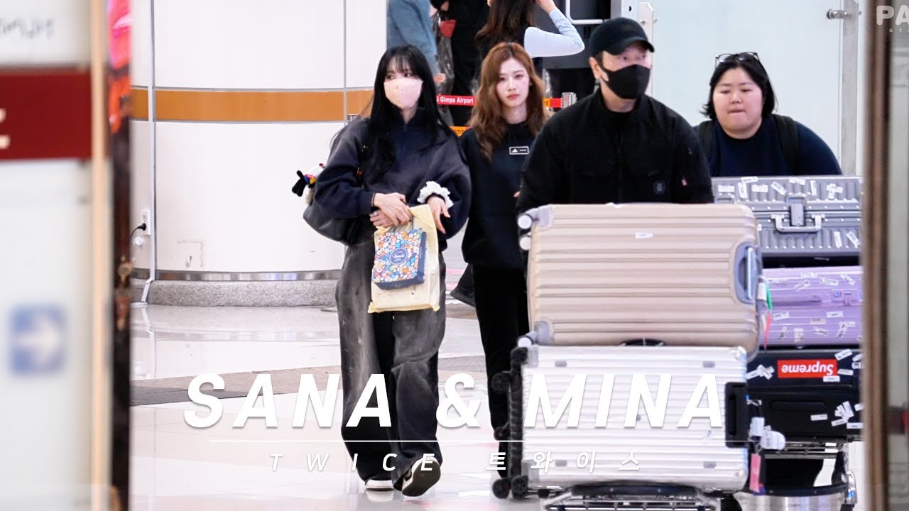 250316 sana & mina TWICE(트와이스) 시구 일정 마치고 한국 도착 arrival 4K