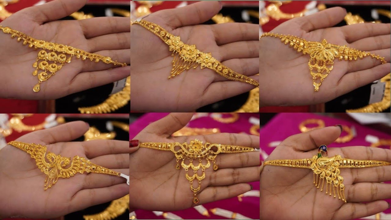 Latest gold choker with light weight gold nekles Sathi simply life 🧬