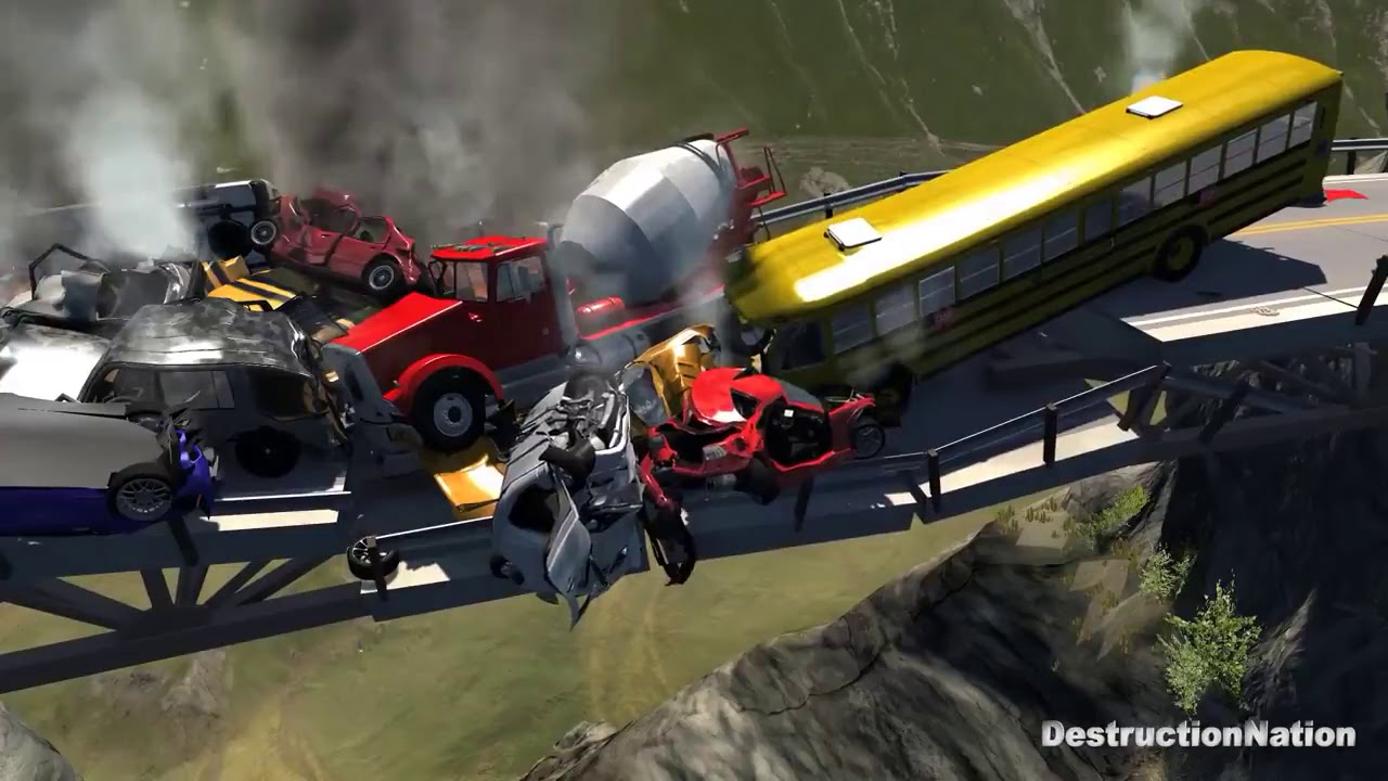 DestructionNation! Collapsing Bridge Pileup Crashes #7 - BeamNG Drive Crash Testing