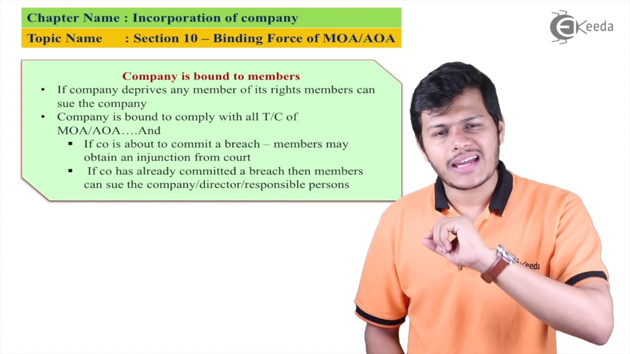 Section 10 Binding Force of MOA AOA - Incorporation of Company - CA Intermediate Corporate