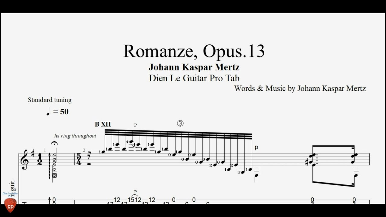 Guitar Tutorial with Free TABs - Romanze, Opus.13 by Johann Kaspar Mertz