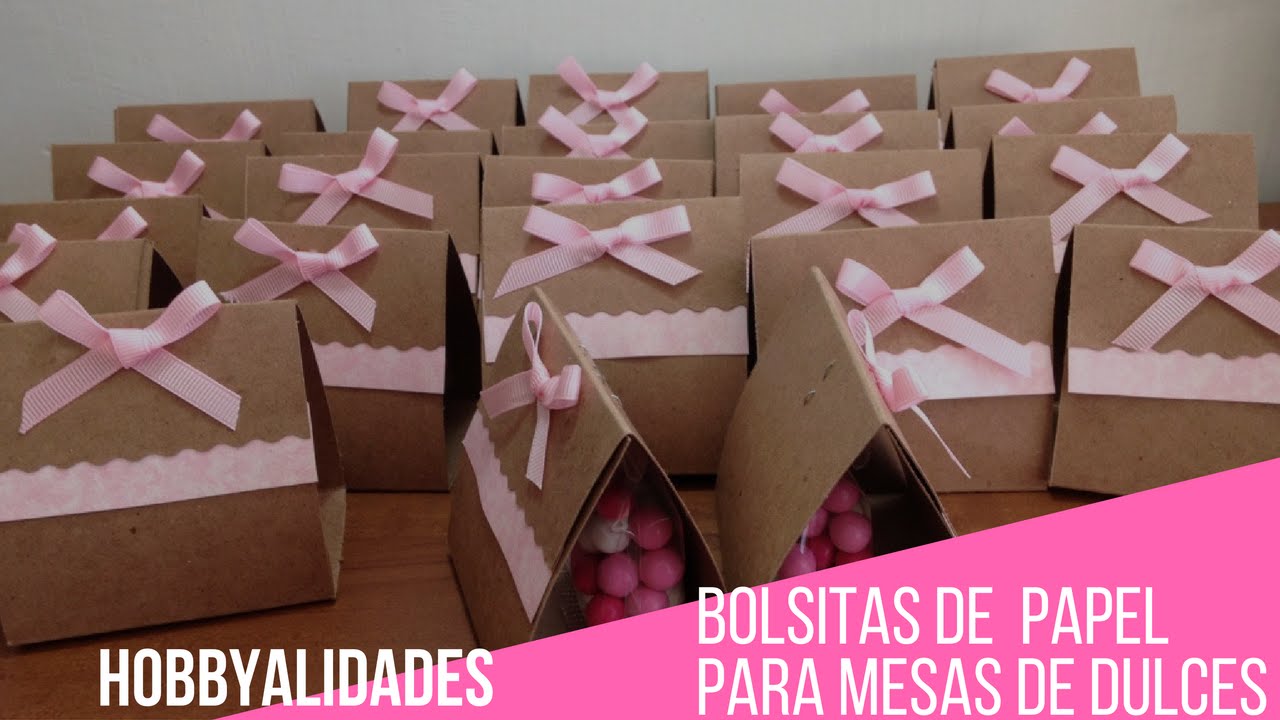 Bolsitas de papel, fáciles e ideales para mesas de dulces.