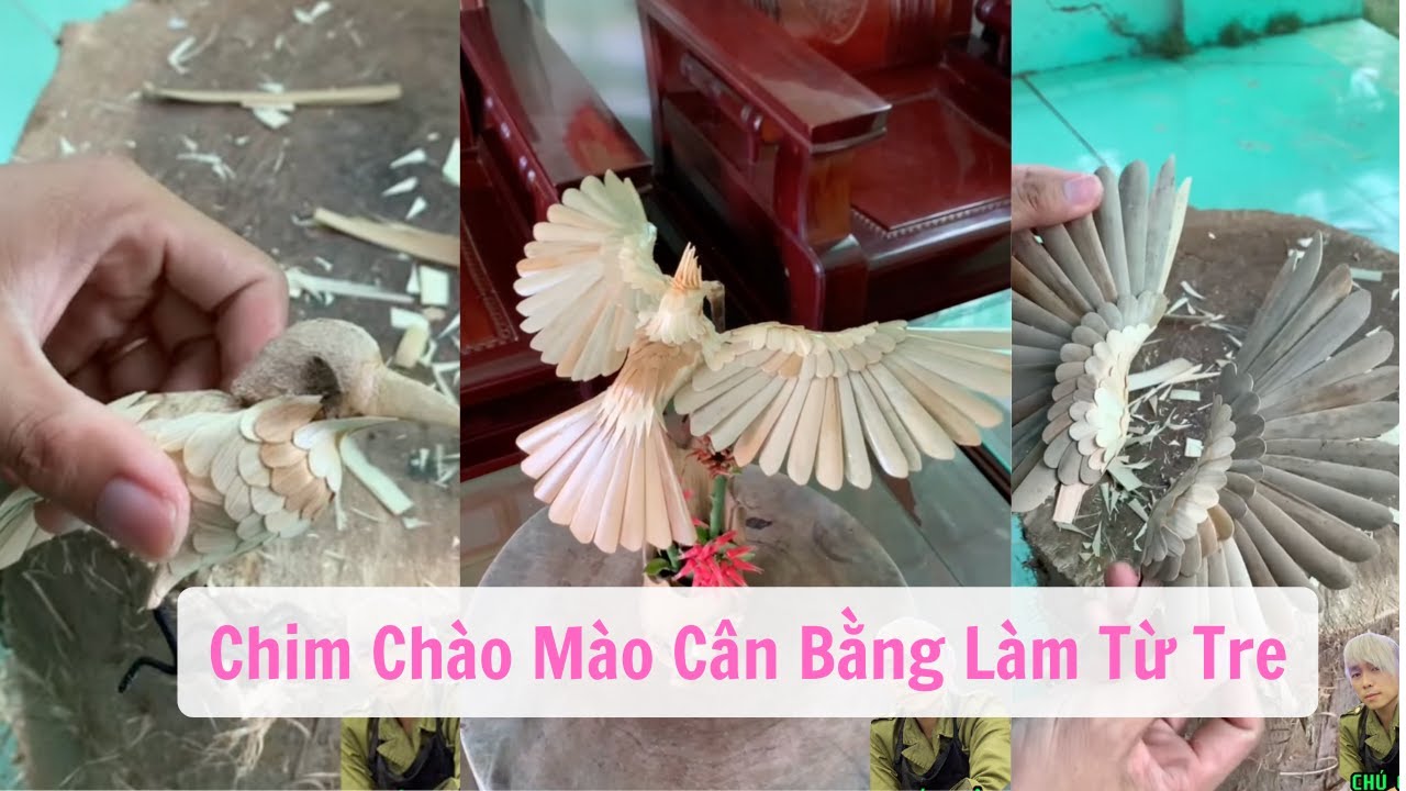 Con chim chào mào cân bằng làm bằng tre - The bird salute is balanced made of bamboo